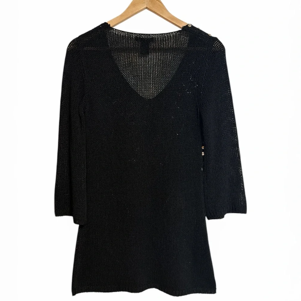 BCBGMaxAzria Black Open-Weave Knit Top - Picture 8 of 8